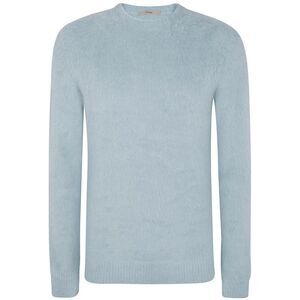 NUUR Men's Crew Neck Fuzzy Knit Sweater Men BLUE Sweaters & Cardigans